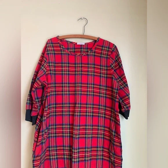 The Vermont Country Store Red Plaid Nightgown cabin-core winter ski mountain - Picture 2 of 6